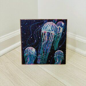 Crystal Jellyfish Mini Painting Handmade 8" x 8" Ocean Art